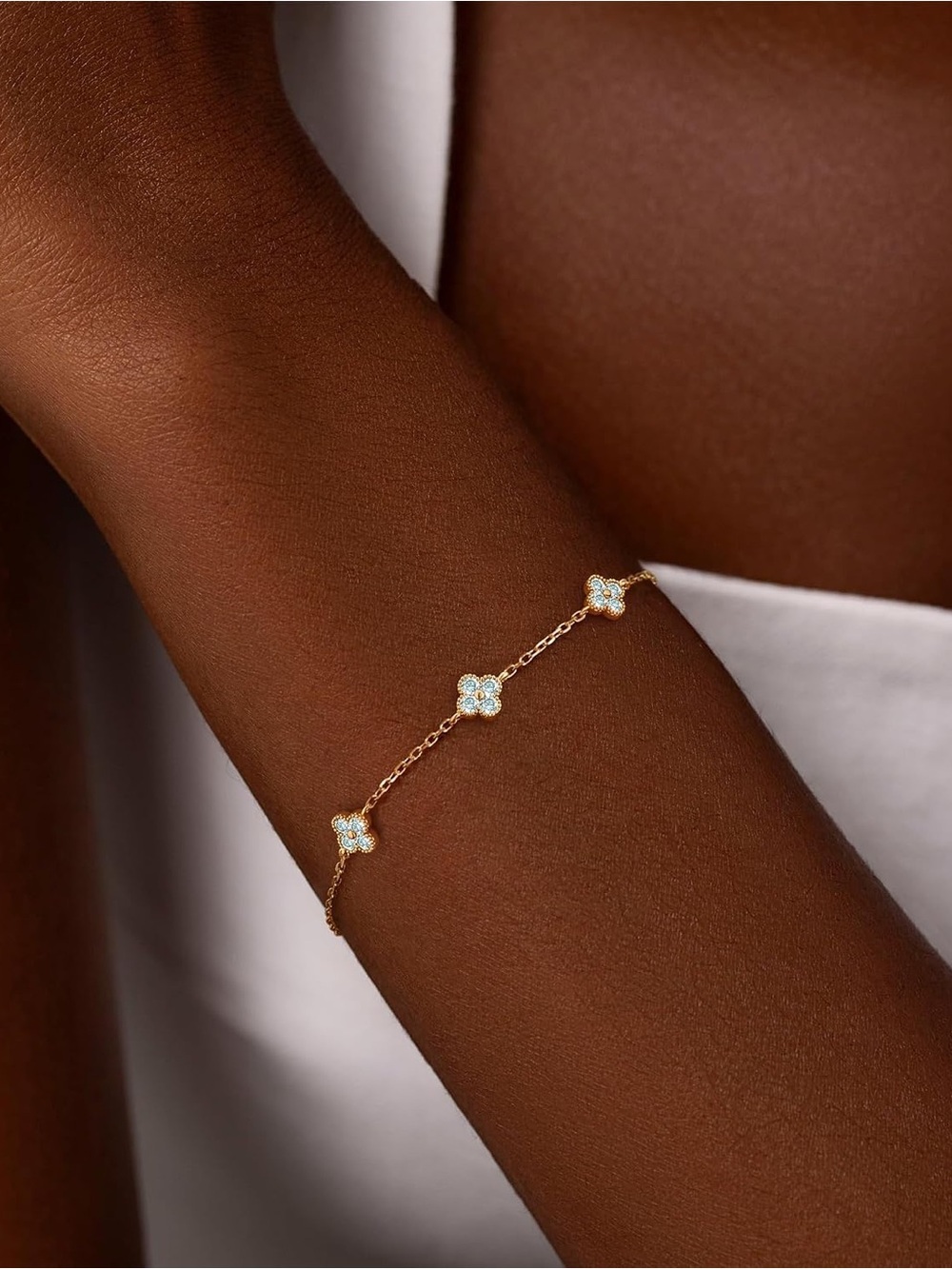 Gold & Diamond Clover Bracelet